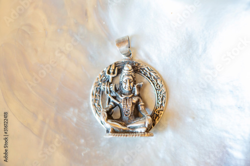 Ag Silver pendant in shape of hinduistic god Shiva photo