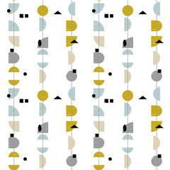 Deken met foto Jaren 50 patronen Abstract geometric vector seamless pattern inspired by mid-century modern fabrics. Simple shapes and lines in retro pastel colors and textured background. Clipping mask is used for easy editing.   © dinadankersdesign