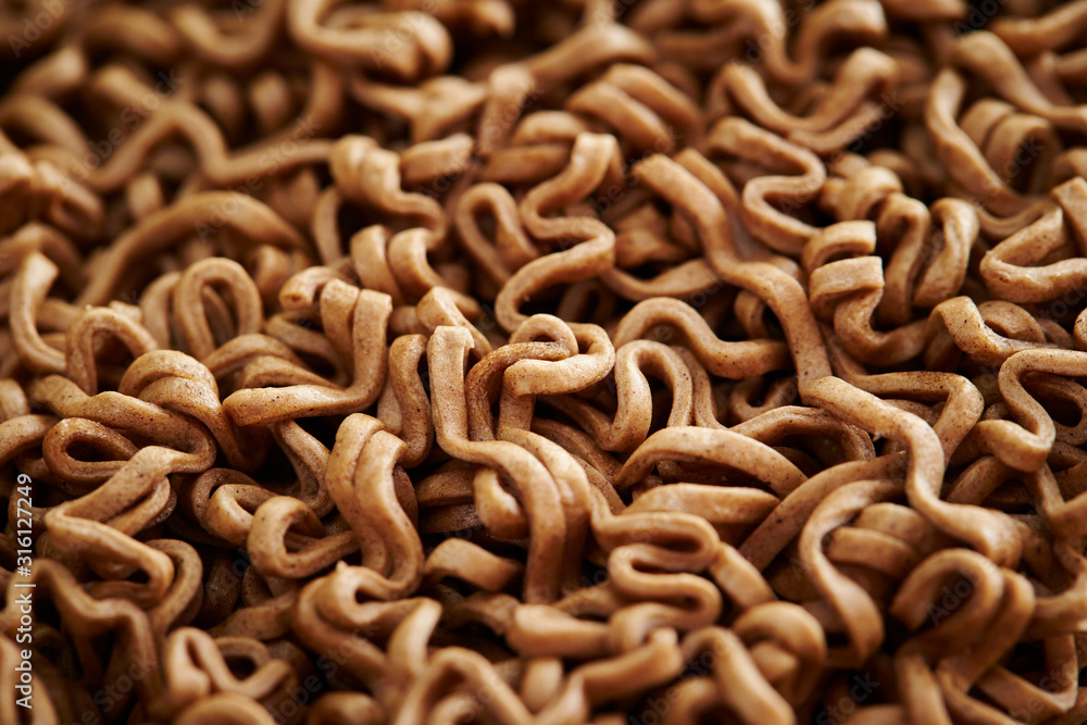 Instant buckwheat soba noodle background Instant buckwheat soba noodle background
