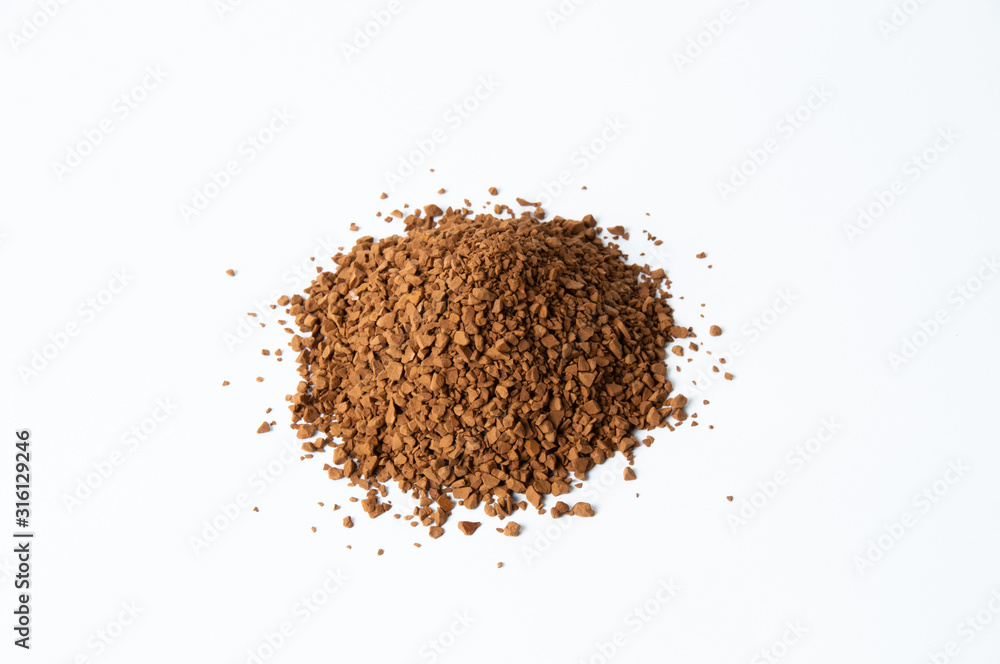Instant coffee on a white background with place for text. Instant coffee on a white background with place for text.