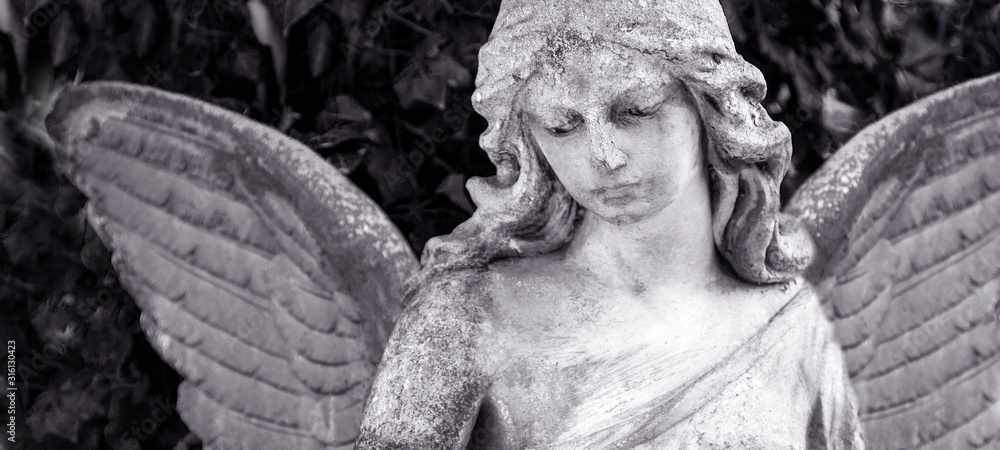 Abstract image with tragically sad American angel