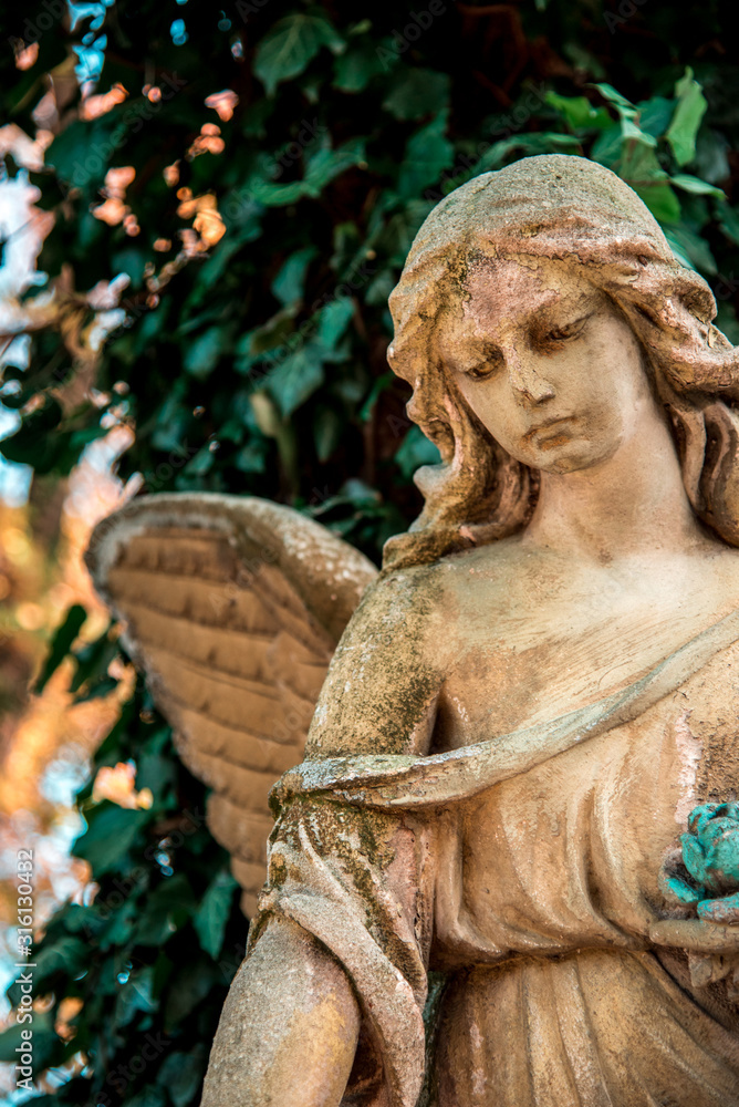 Abstract image with an angel figure. It is a symbol of sorrow, loss, hope and spiritual suffering.