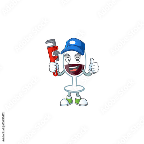Cool Plumber red glass of wine on mascot picture style