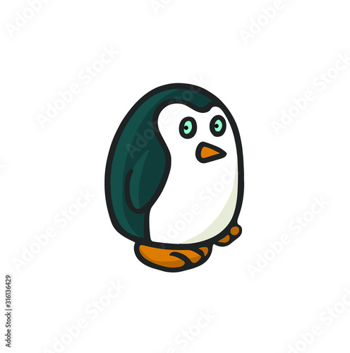 Un pingüino pequeño mirando al horizonte