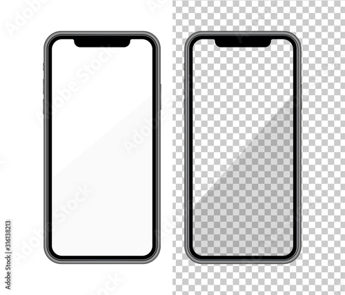 Realistic smartphone mockup. Cellphone frame with blank display. Vector mobile device concept