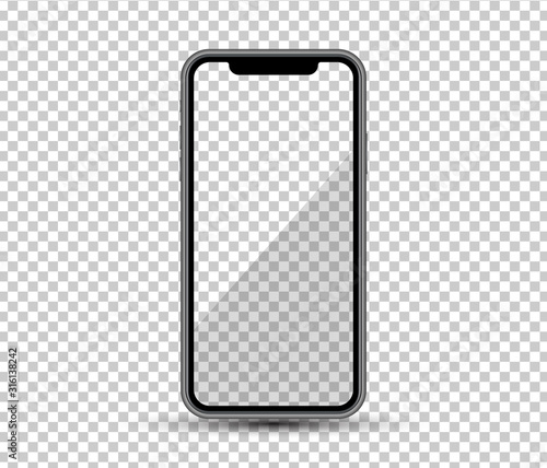 Realistic smartphone mockup. Cellphone frame with blank display. Vector mobile device concept