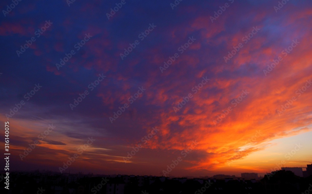 landscape of picturesque clouds on sky and afterglow 