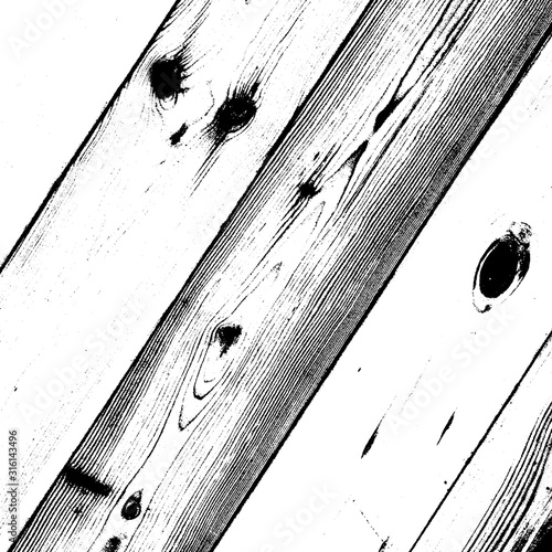 Vector grunge background featuring diagonal wooden planks, natural tree knots, detailed fiber grain, and distressed lumber texture for rustic vintage print design.