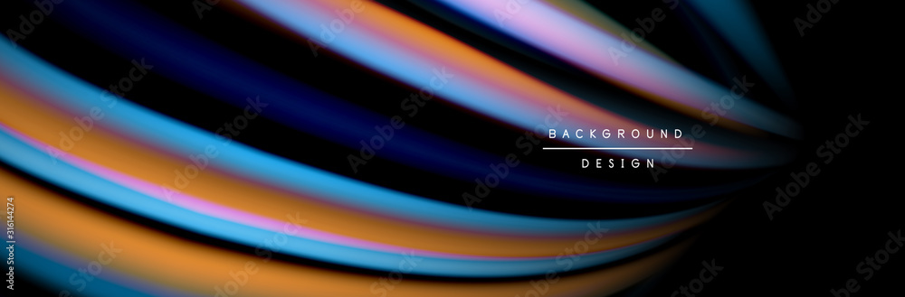Сolorful flow poster. Wave liquid lines and shapes in black color background. Vector Illustration Сolorful flow poster. Wave liquid lines and shapes in black color background. Vector Illustration
