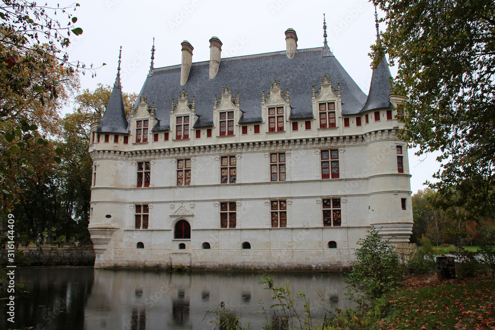 renaissance castle in azay-le-rideau (france) 