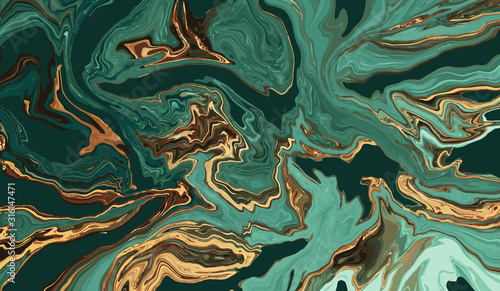 Canvas Print Gold and emerald marble background Vector