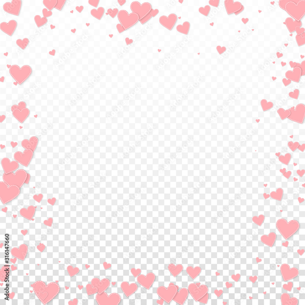 Pink heart love confettis. Valentine's day frame n