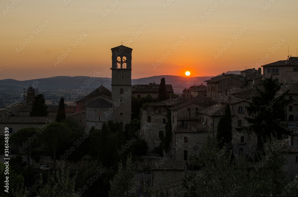 Assisi by sunset, Italy