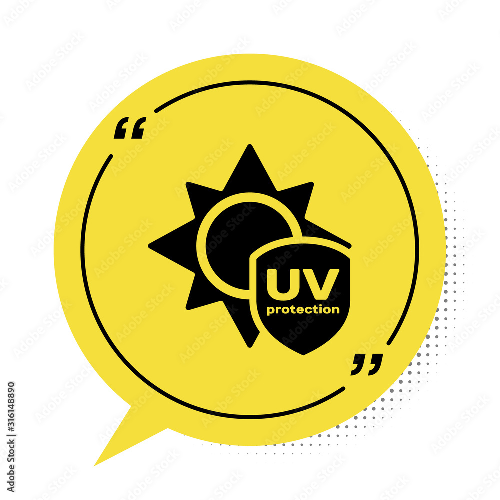 Black UV protection icon isolated on white background. Ultra violet rays  radiation. SPF sun sign. Vector Illustration Stock Vector, uv protection