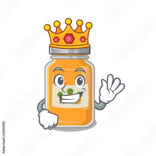 A stunning of pineapple jam stylized of King on cartoon mascot style