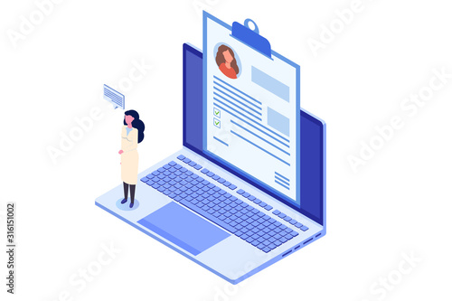 Medical record, Online doctor concept. Isometric Vector illustration.