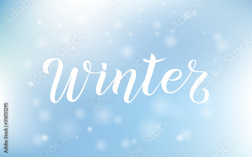 Illustration of Winter text for greeting card, flyer, poster.
