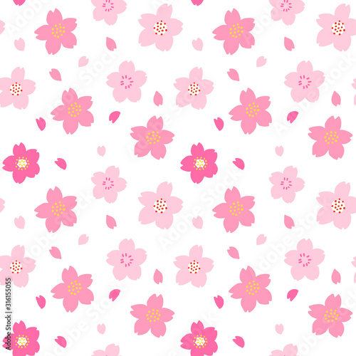 桜の花　柄　模様　シームレスパターン