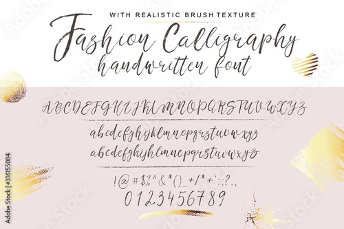 Handwritten calligraphy elegant font. Alphabet for wedding card, invitation, business style, identity, logo.