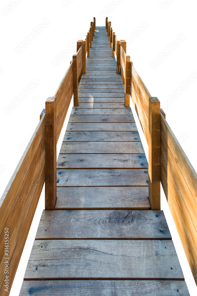 Wooden bridge isolated on white background Wooden bridge isolated on white background