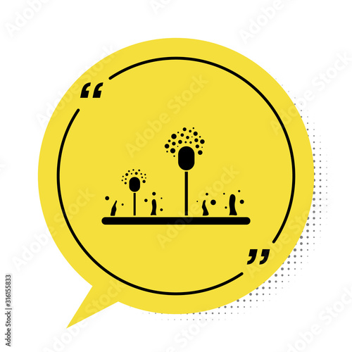 Black Mold icon isolated on white background. Yellow speech bubble symbol. Vector Illustration
