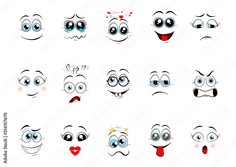 Cartoon expressions. Vector illustration 