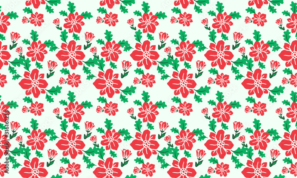 Christmas floral pattern background, with leaf and flower seamless drawing. Christmas floral pattern background, with leaf and flower seamless drawing.