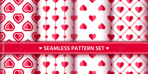 heart seamless pattern set love valentine romantic