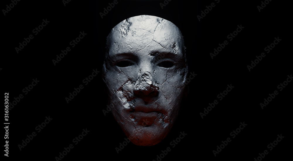 Concept of mistic mask or face. 3d illustration Concept of mistic mask or face. 3d illustration