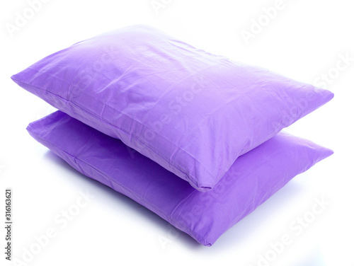 Pillowcase purple soft on white background isolation