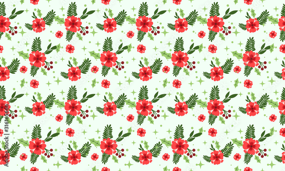 Elegant Christmas flower pattern Background, with unique and seamless red rose flower design. Elegant Christmas flower pattern Background, with unique and seamless red rose flower design.