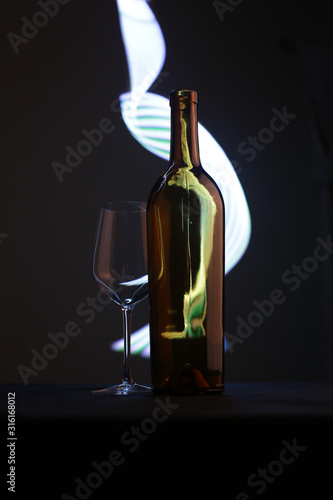 wine bottle wineglass