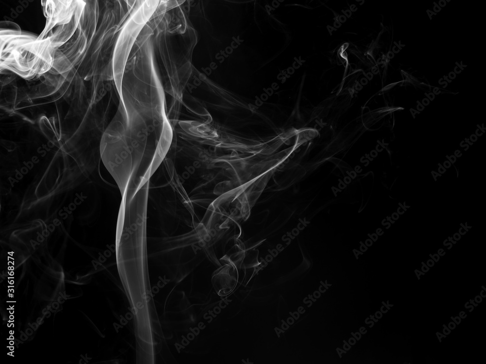 White smoke abstract on black background, fire design White smoke abstract on black background, fire design