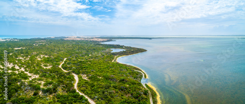 Lake George coastline near Beachport, South Australia - aerial panorama