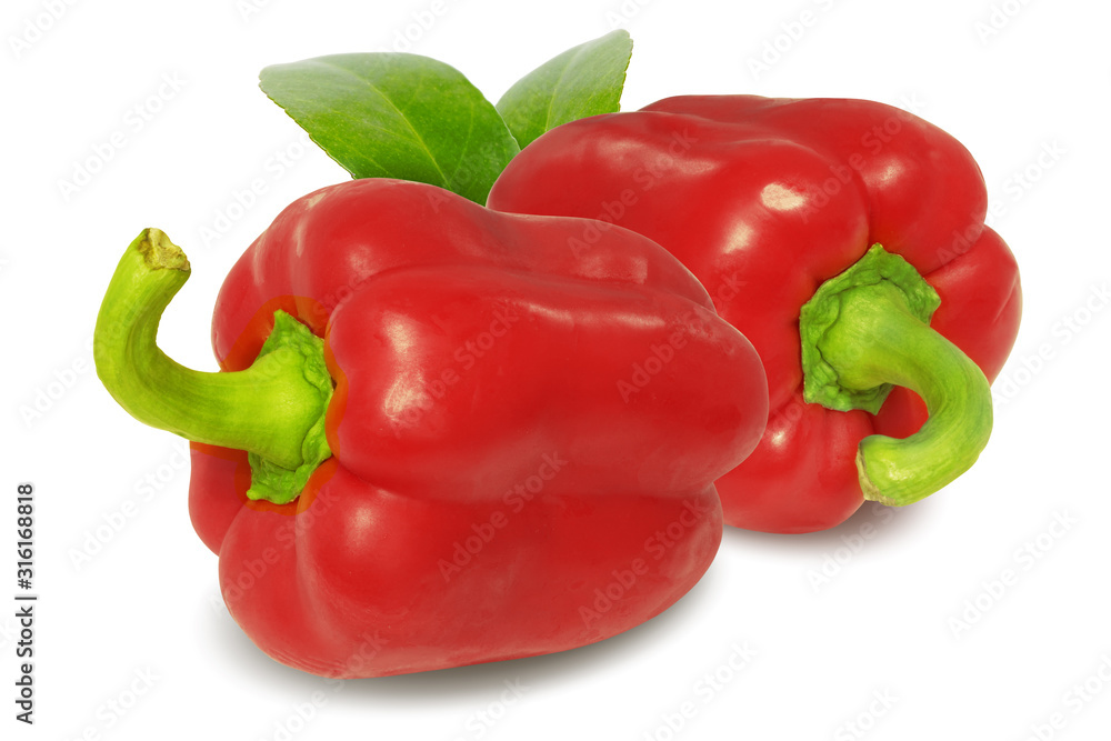 Pepper Composition. Paprika or Red Sweet Pepper Isolated on White, Full Depth of Field Pepper Composition. Paprika or Red Sweet Pepper Isolated on White, Full Depth of Field