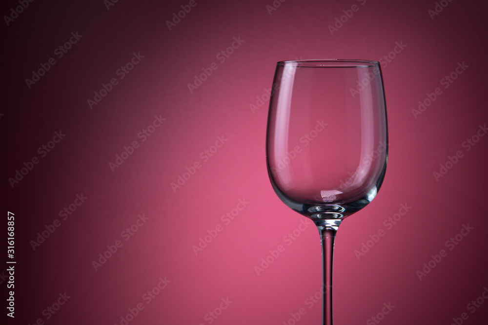 Empty Glass Goblet On A Background. Menu Concept Bars Restaurants And Alcohol Tasting