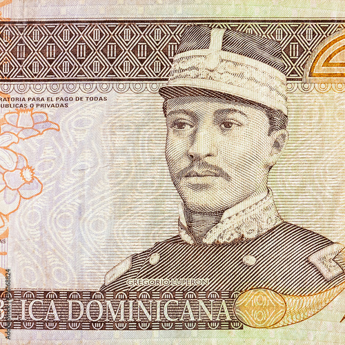 Gregorio Luperon portrait depicted on old twenty peso note Dominican republic money photo