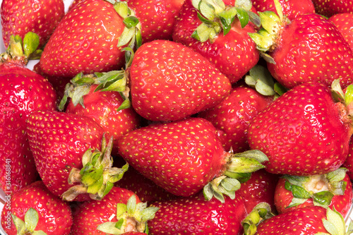 Close-up Macro Red Ripe Juicy Strawberries.