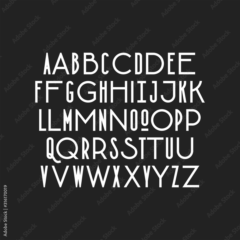 Two display alphabets, condensed and large. For modern posters, logo and lettering composition.