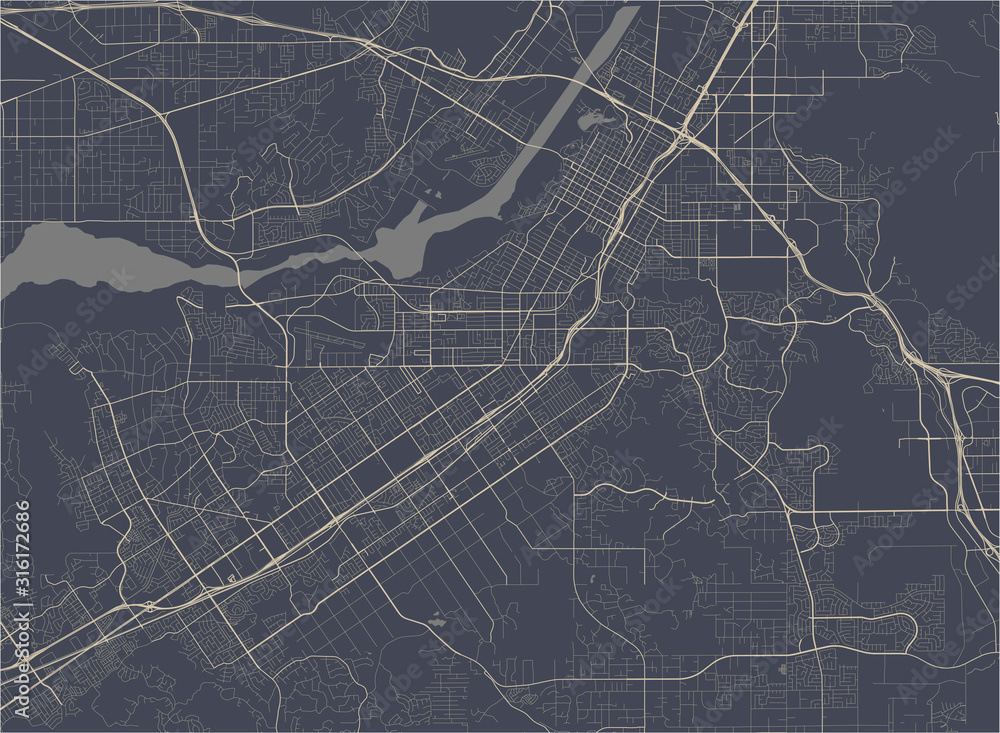 Fototapeta map of the city of Riverside, California, USA