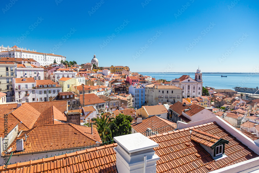 Skyline of Lisbon from the Largo Portas do Sol lookout