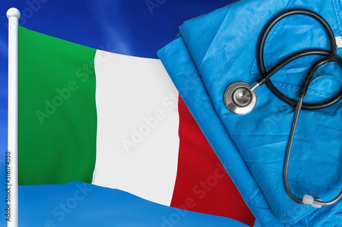 Photos Health care in Italy. Stethoscope and medical uniform.