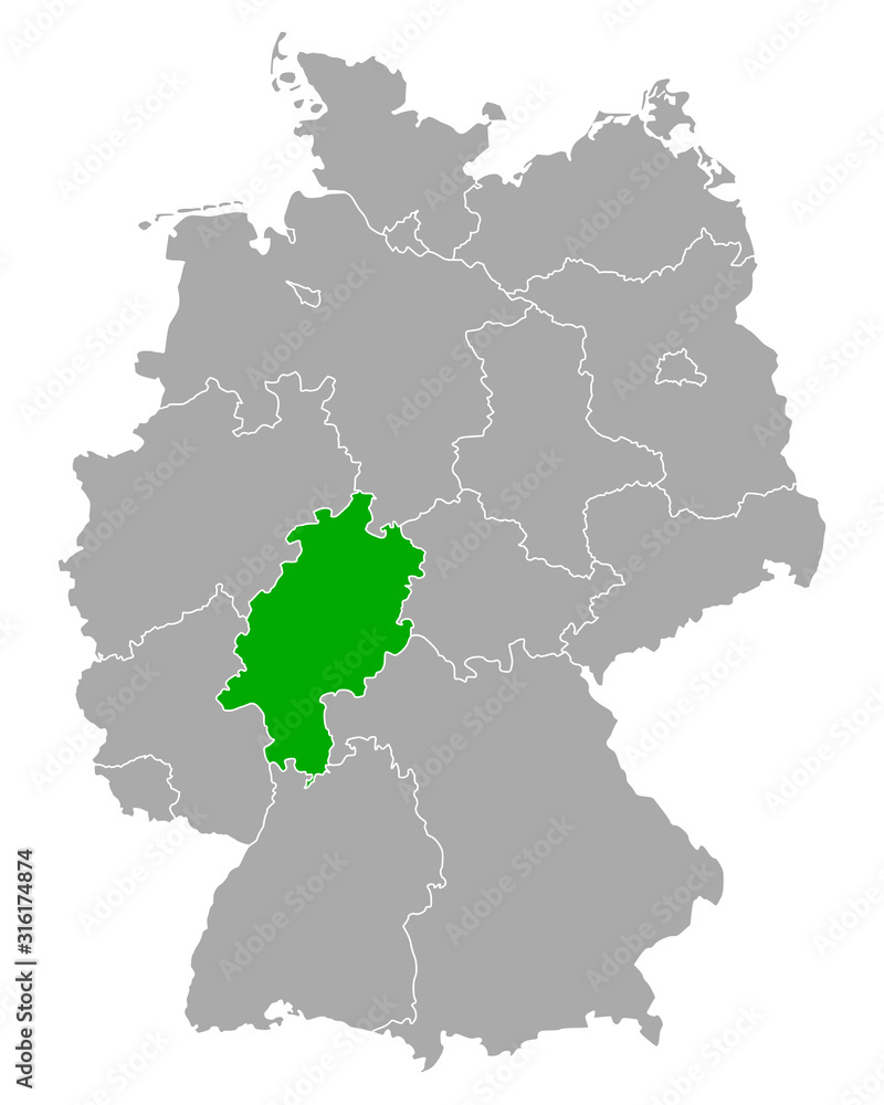 Karte von Hessen in Deutschland