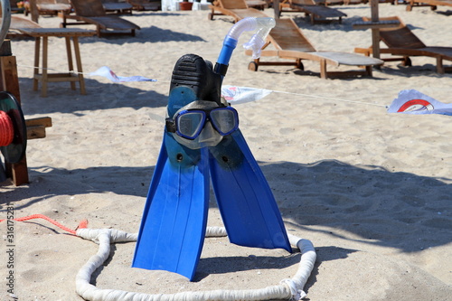 Diving equipment - mask, tube and flippers. Lifeguard Equipment  photo