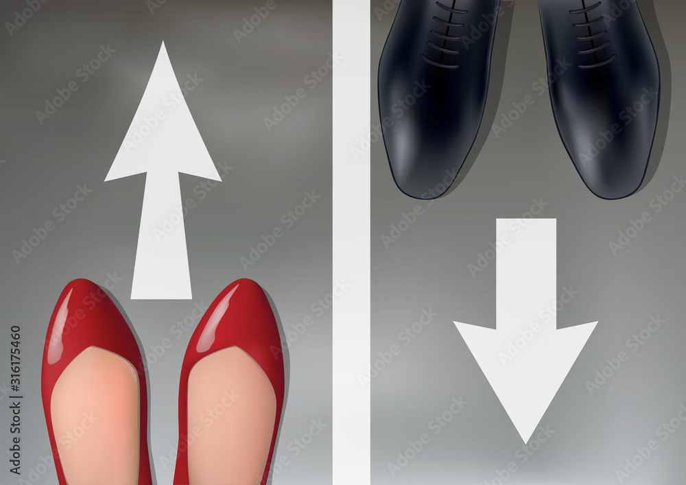Concept du désaccord et de la différence de point de vue dans un couple avec un homme et une femme qui décident de prendre des directions diamétralement opposées.