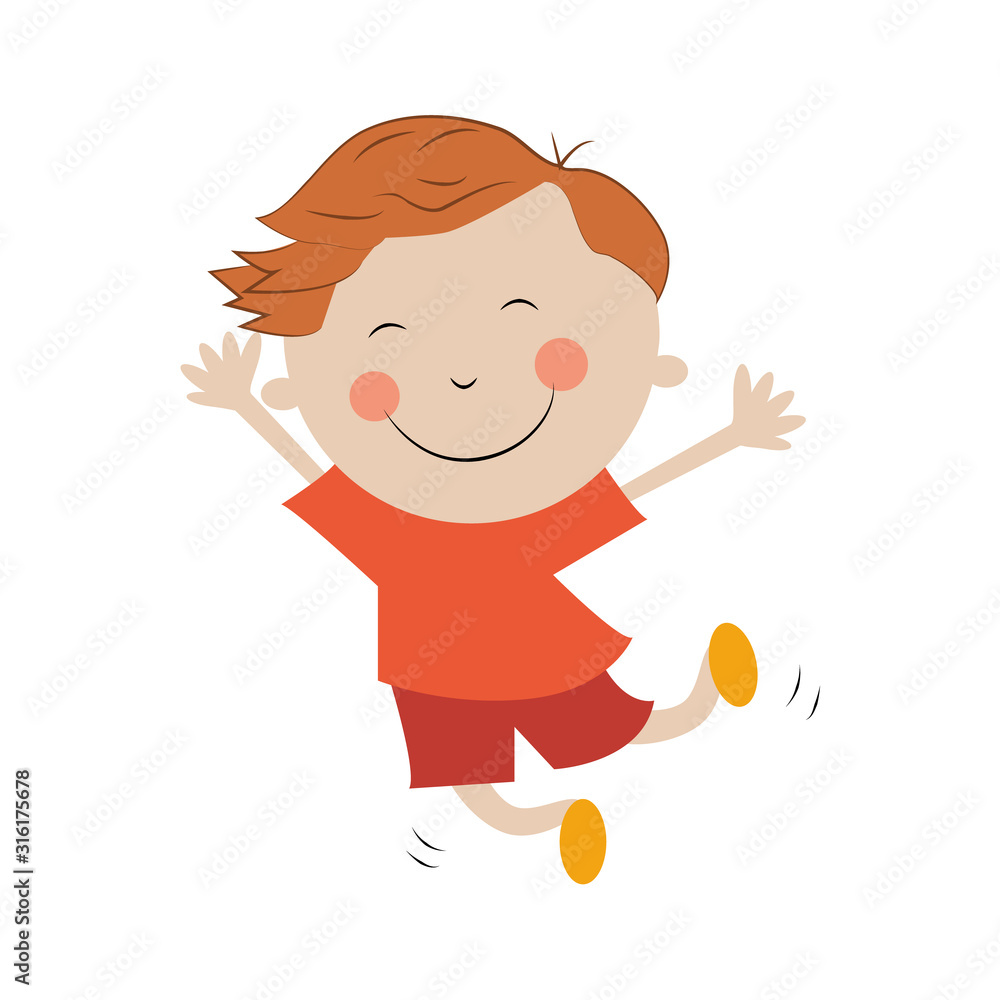 Boy and girl jumping for joy isolated on white background Boy and girl jumping for joy isolated on white background