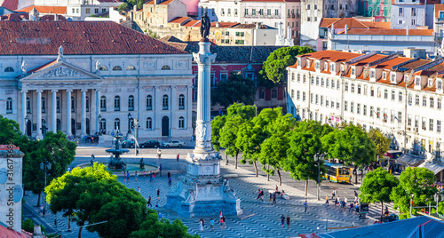King Pedro IV Square aka the Rossio seen from the Elevador de Santa Justa lift
