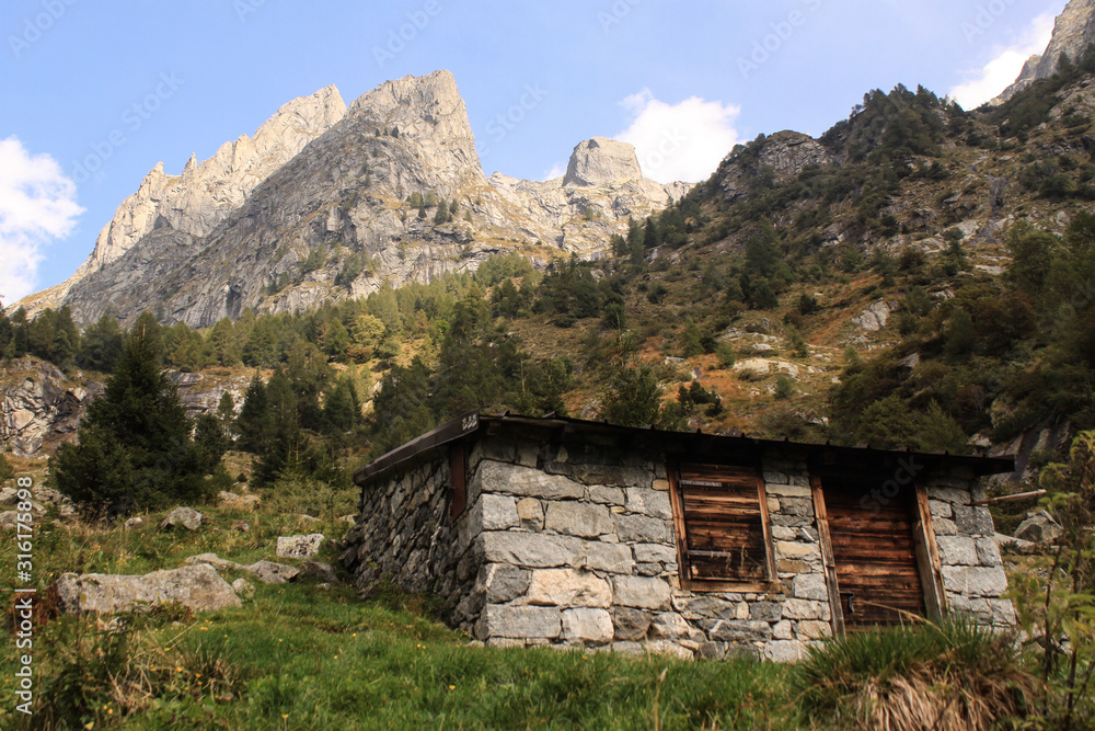 Alpine Traumlandschaft unterhalb des Monte Sione (Valle Porcellizzo)