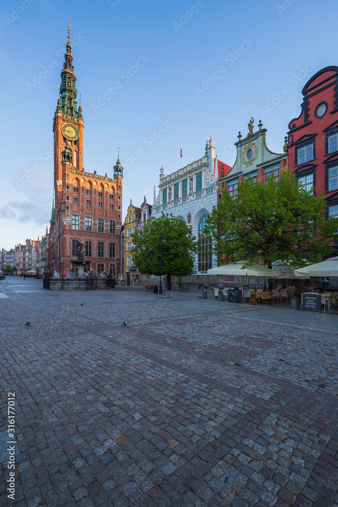 Naklejka premium Long Market street in Gdansk, Poland.