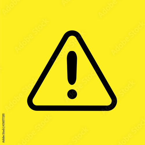 Exclamation mark sign flat vector icon isolated on a white background.